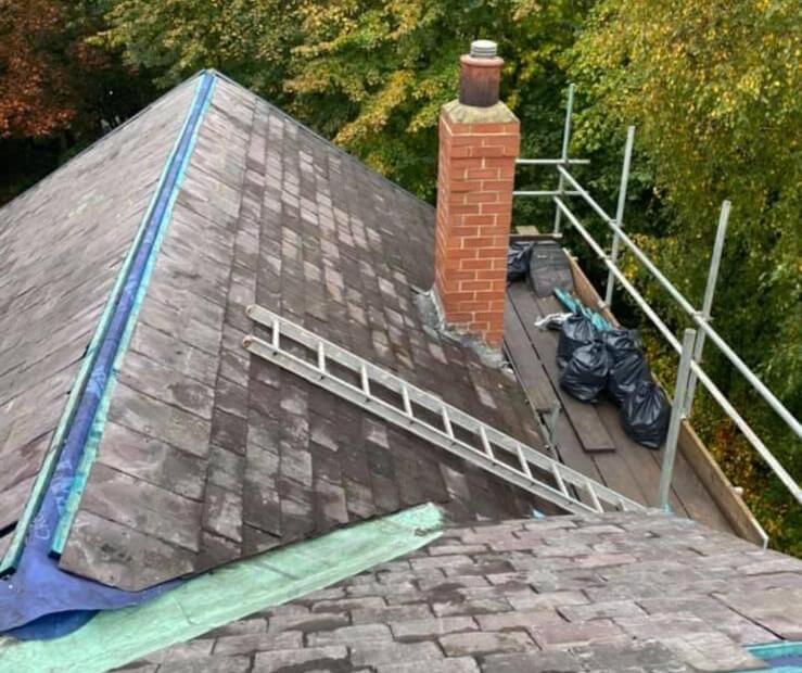 Panoramic view of a finished tiled roof