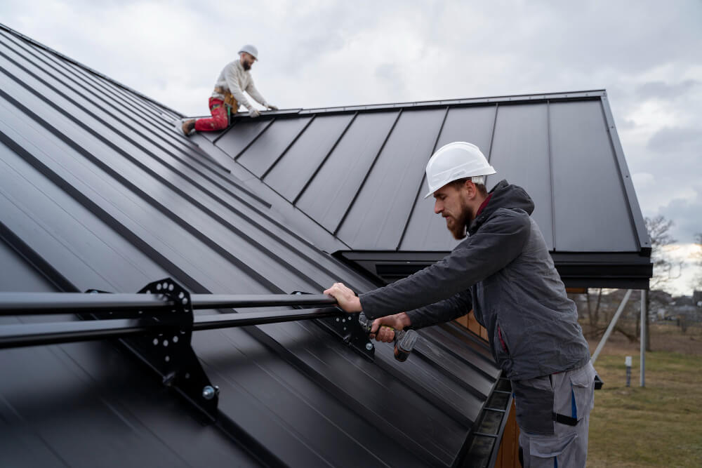 Close-up of weathered slate roof awaiting repair